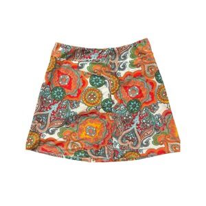 Jude Connally Skort Womens Small Multicolor Paisley Print Pull On Stretch USA